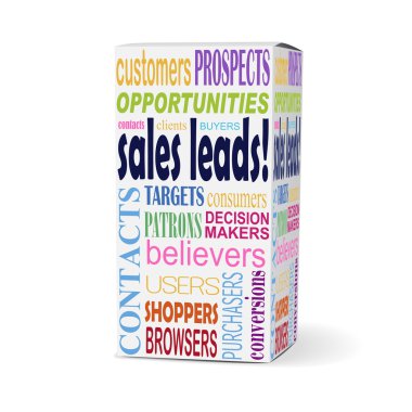 sales leads words on product box  clipart