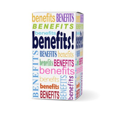 benefits word on product box  clipart