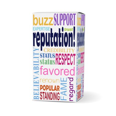 reputation word on product box  clipart