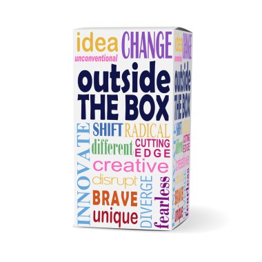 outside the box words on product box clipart