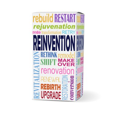 reinvention word on product box  clipart
