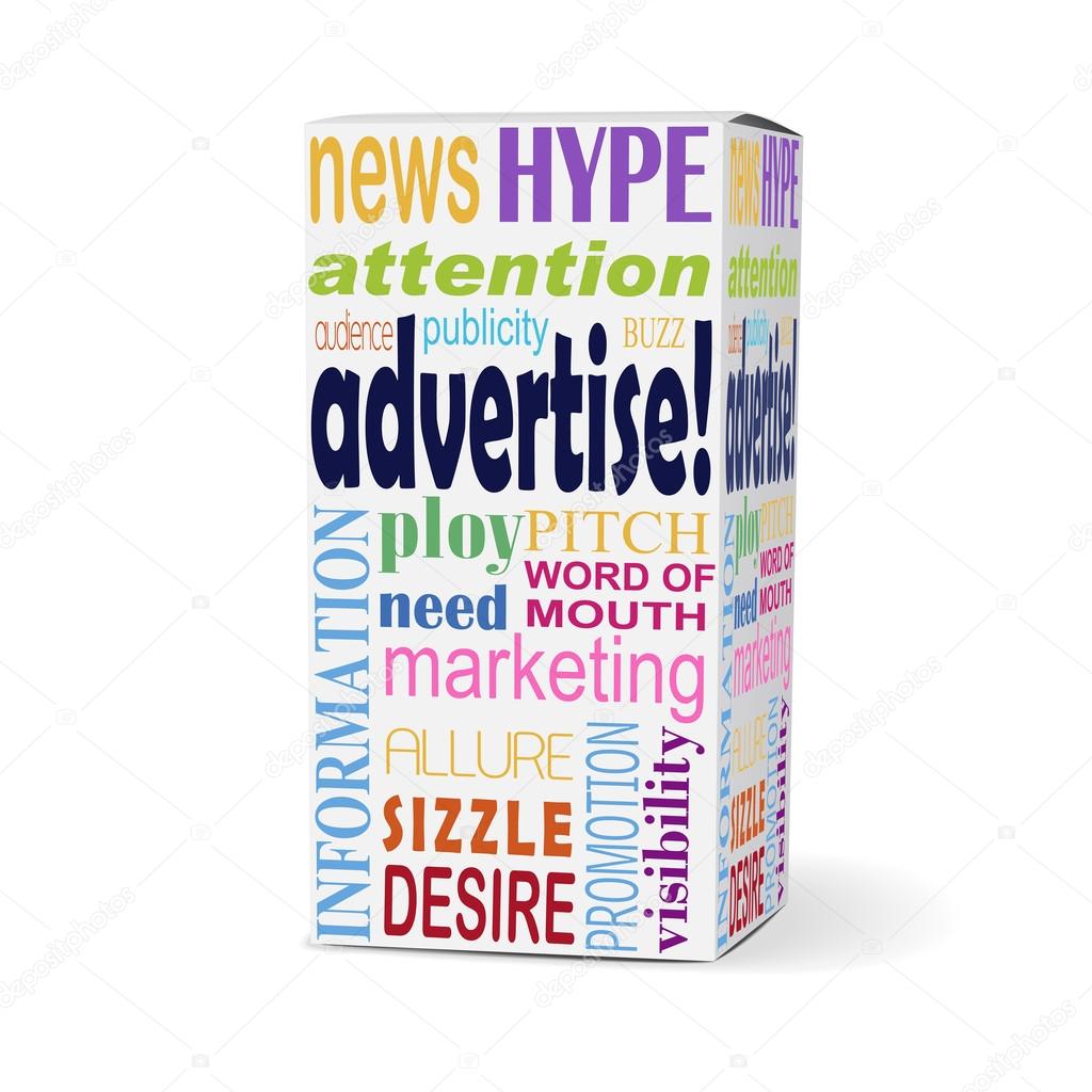advertise word on product box 