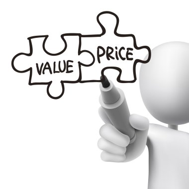 3D adam tarafından yazılan değer ve fiyat sözcükler 