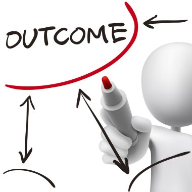 outcome word written by 3d man  clipart