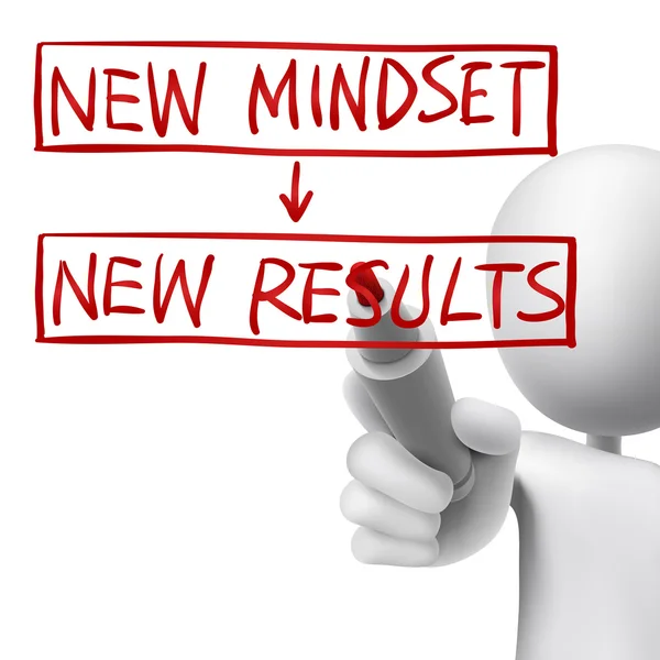 New mindset to new results written by 3d man — Stock Vector