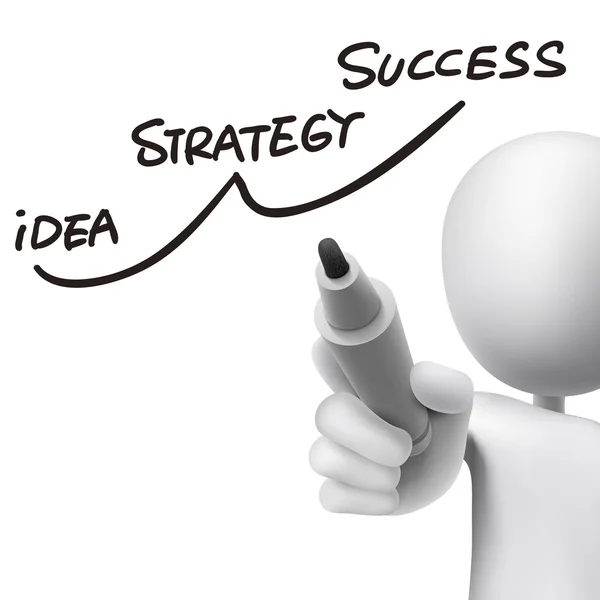 Success strategy drawn by 3d man — Stock Vector