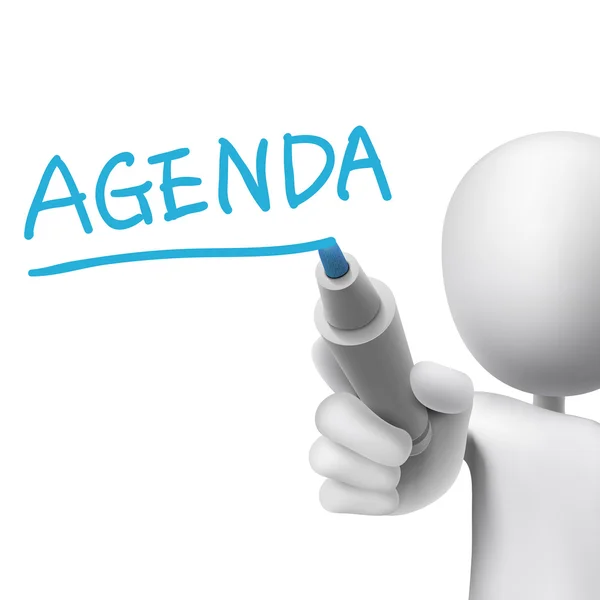 Agenda word written by 3d man — Stock Vector