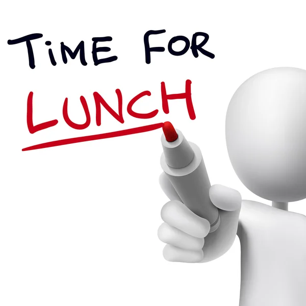 Time for lunch words written by 3d man — Stock Vector