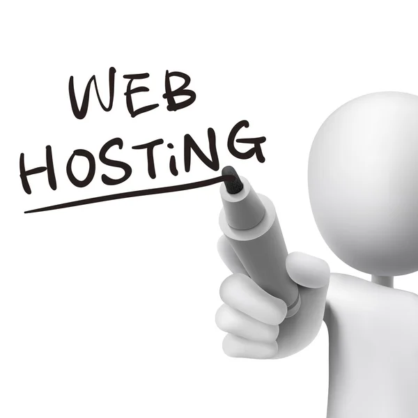 Webhosting slova napsal 3d muž — Stockový vektor