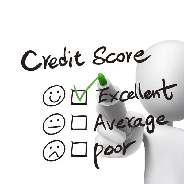Credit score words written by 3d man — Stock Vector