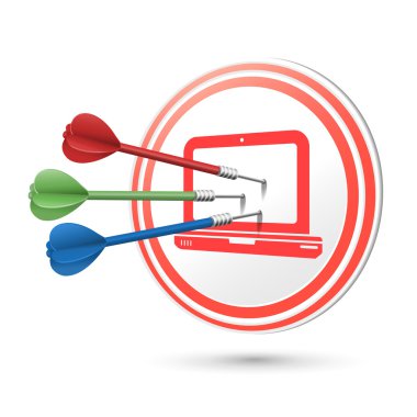 bilgisayar simgesini hedef üzerinde isabet Dart ile 
