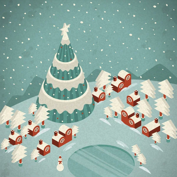 Joyeux paysage de nuit de Noël — Image vectorielle