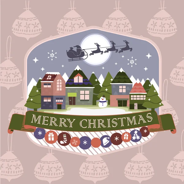 Merry Christmas night landscape — Stock Vector