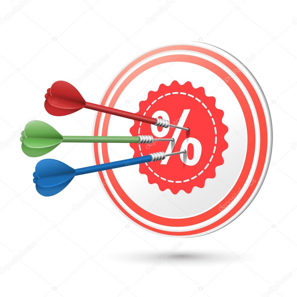 sale concept target with darts hitting on it 