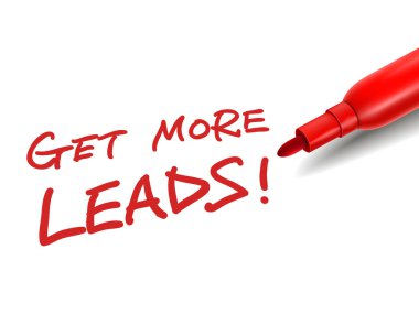 the words get more leads with a red marker  clipart