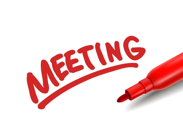 Kırmızı bir marker ile word Toplantı — Stok Vektör