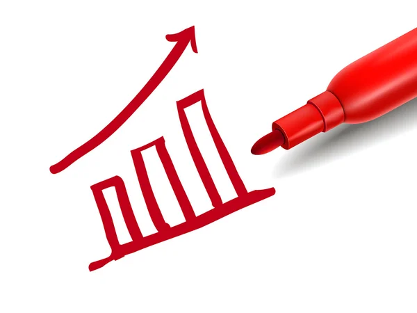 Gráfico financeiro com um marcador vermelho — Vetor de Stock