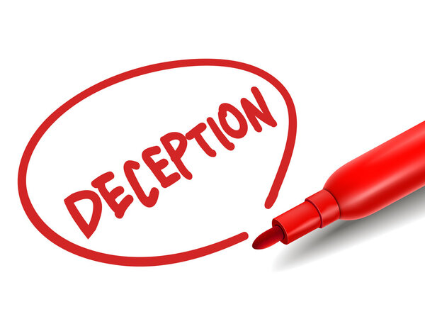 the word deception with a red marker 