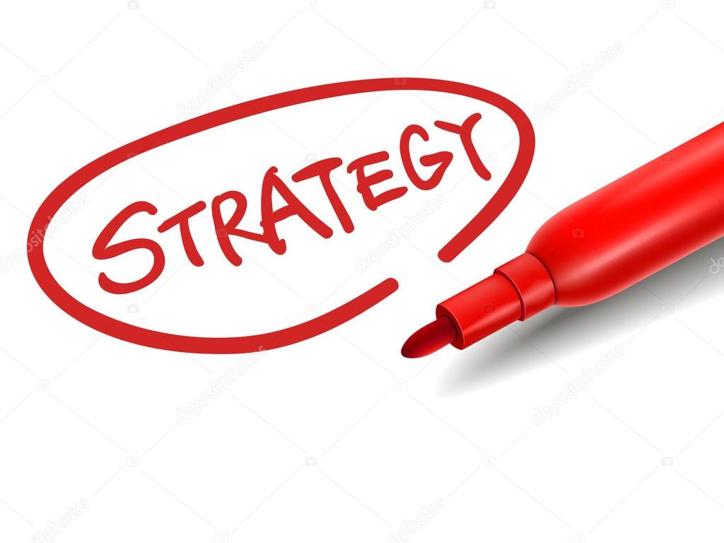 the word strategy with a red marker 