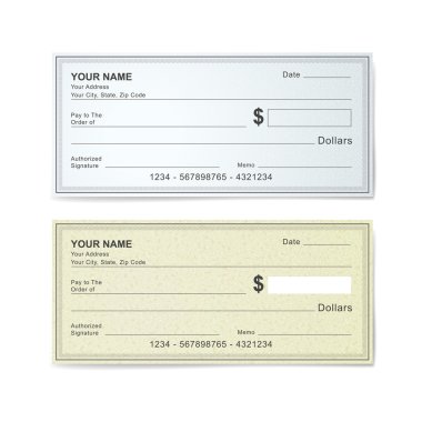 blank bank check template  clipart