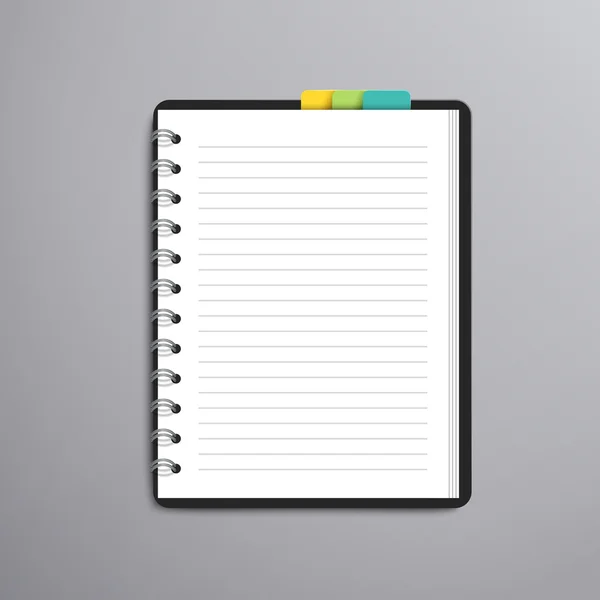 Offenes blanko gefülltes Notizbuch — Stockvektor