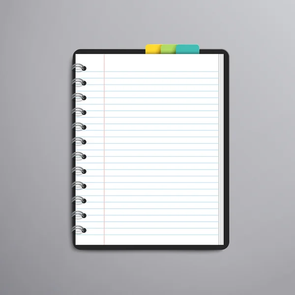 Open blank lined notebook — Stock Vector