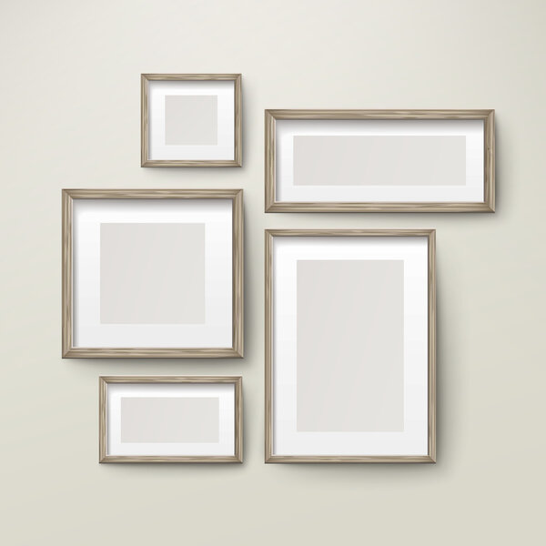 blank wooden frames template set