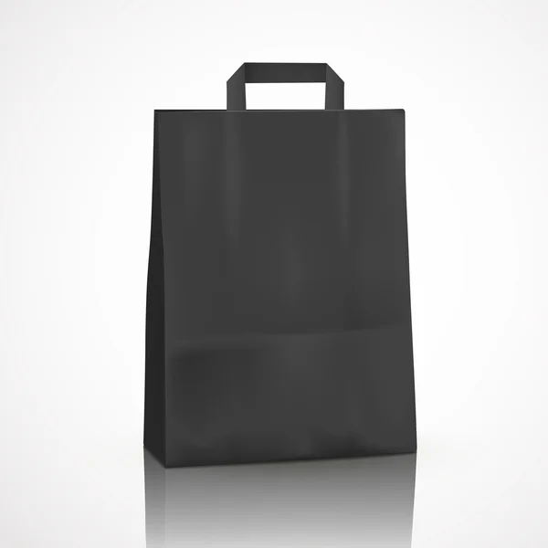 Bolsa de compras negro en blanco — Vector de stock