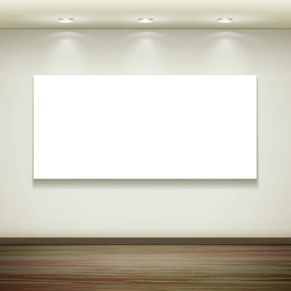 Interno cartellone bianco appeso al muro — Vettoriale Stock