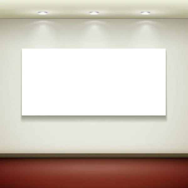 Interno cartellone bianco appeso al muro — Vettoriale Stock