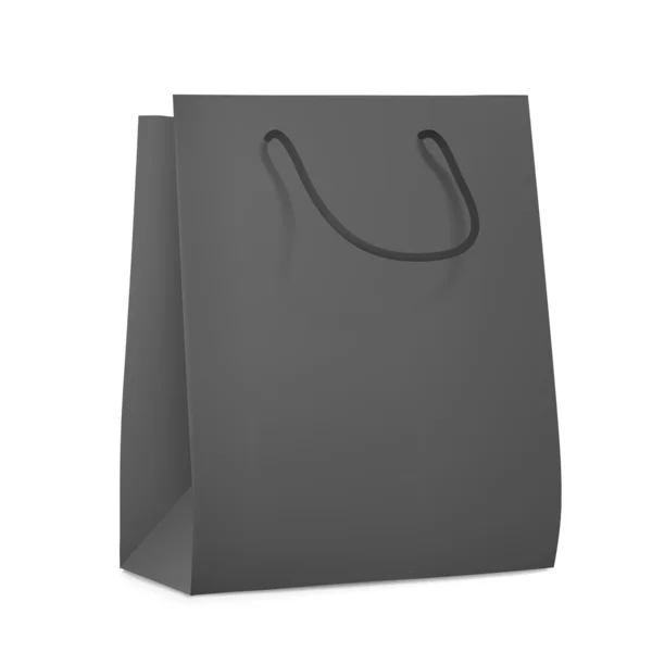 Negro bolsa de compras en blanco — Vector de stock