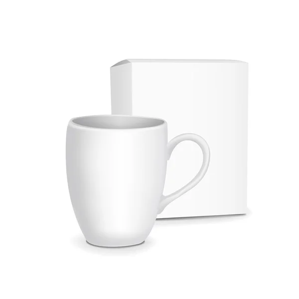 空白の白いカップとパッケージ — ストックベクタ