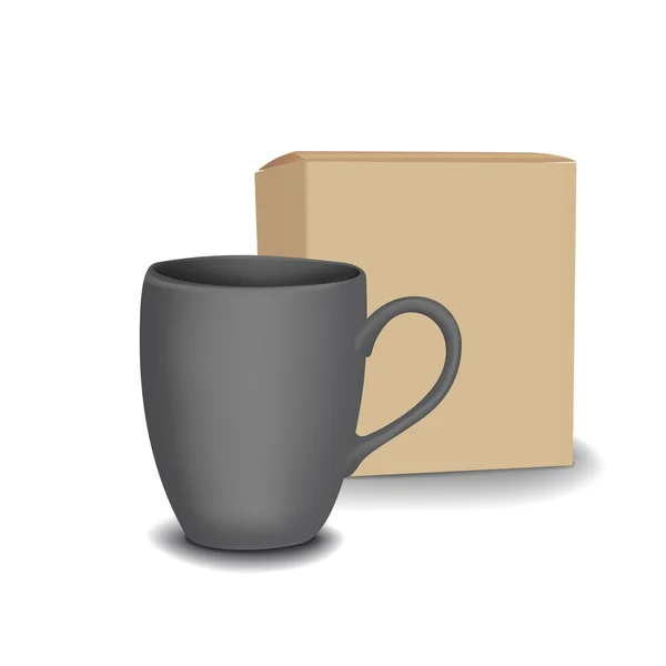 Leere schwarze Tasse und Verpackung — Stockvektor