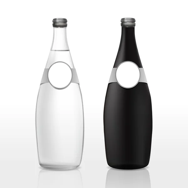 Botella de vidrio con etiqueta en blanco — Archivo Imágenes Vectoriales