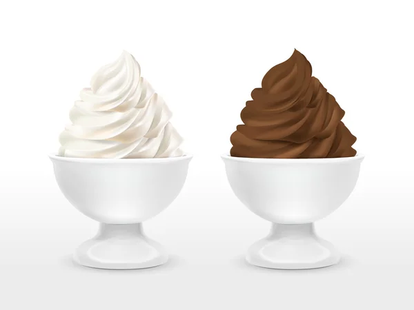 Dondurma, çikolata ve süt ile boş gıda kabı — Stok Vektör