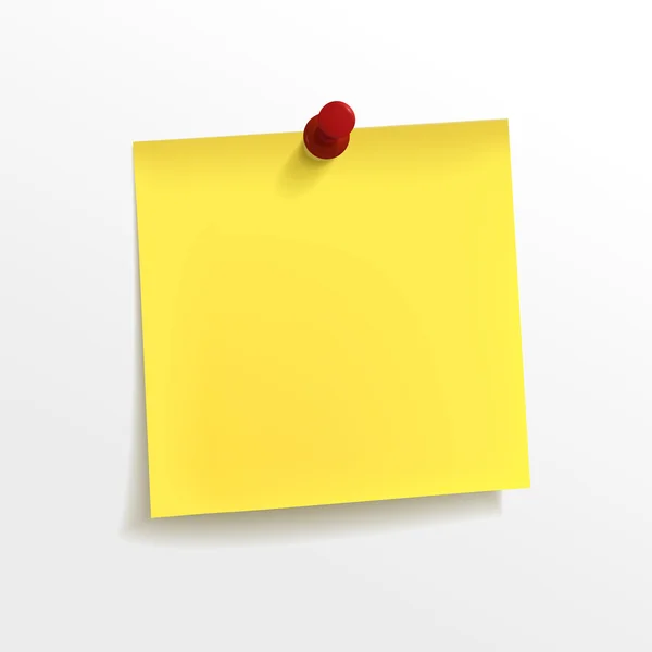 Papier de note jaune blanc avec épingle — Image vectorielle