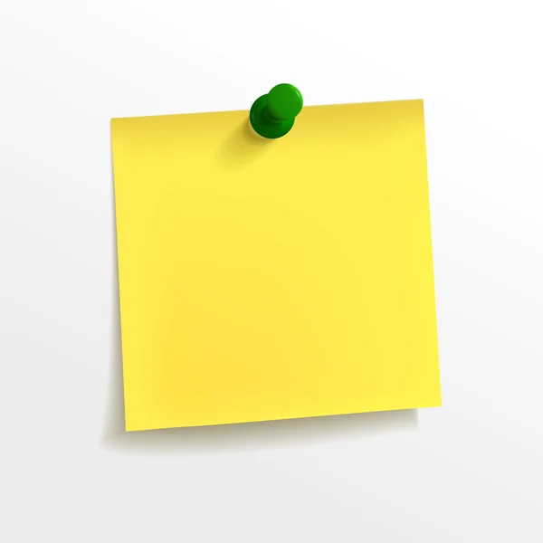 Papier de note jaune blanc avec épingle — Image vectorielle