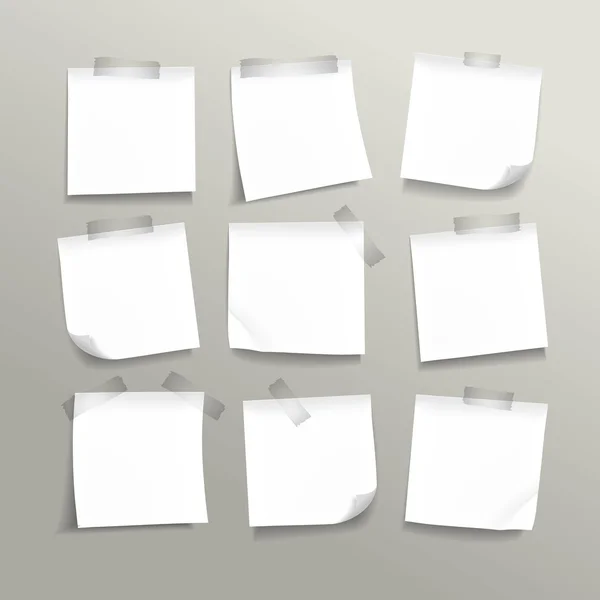 Juego de papel de nota en blanco — Vector de stock