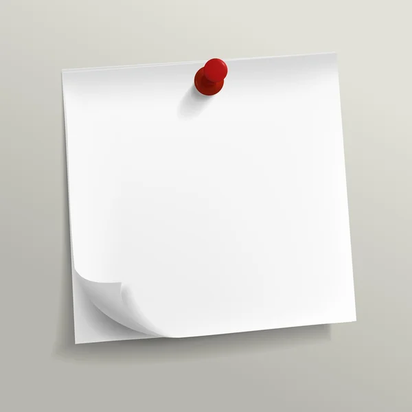 Papel de nota en blanco con pin — Vector de stock