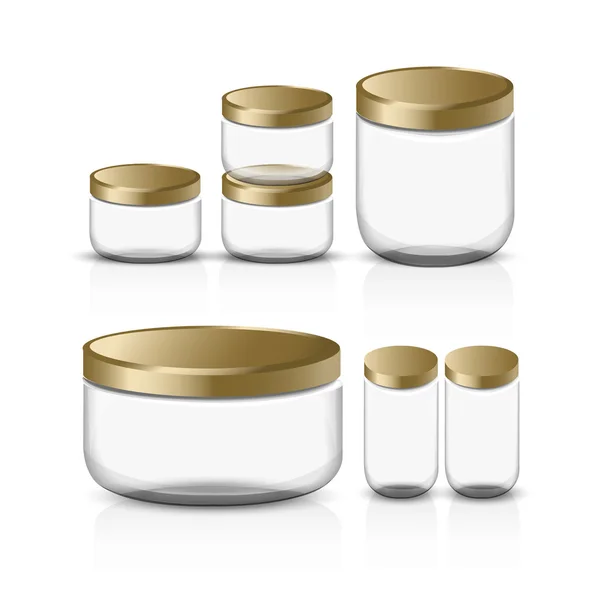 Empty glass jar set — Stock Vector