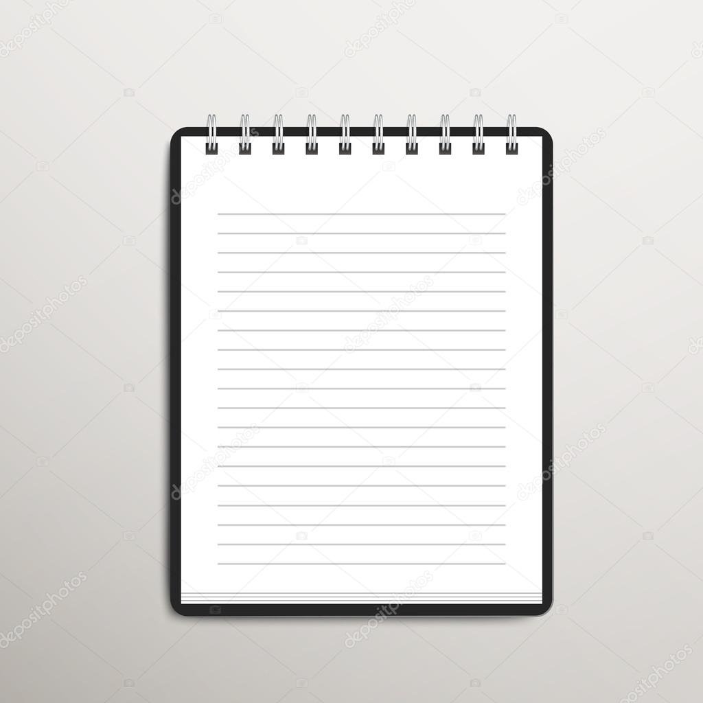 open blank lined notebook over white
