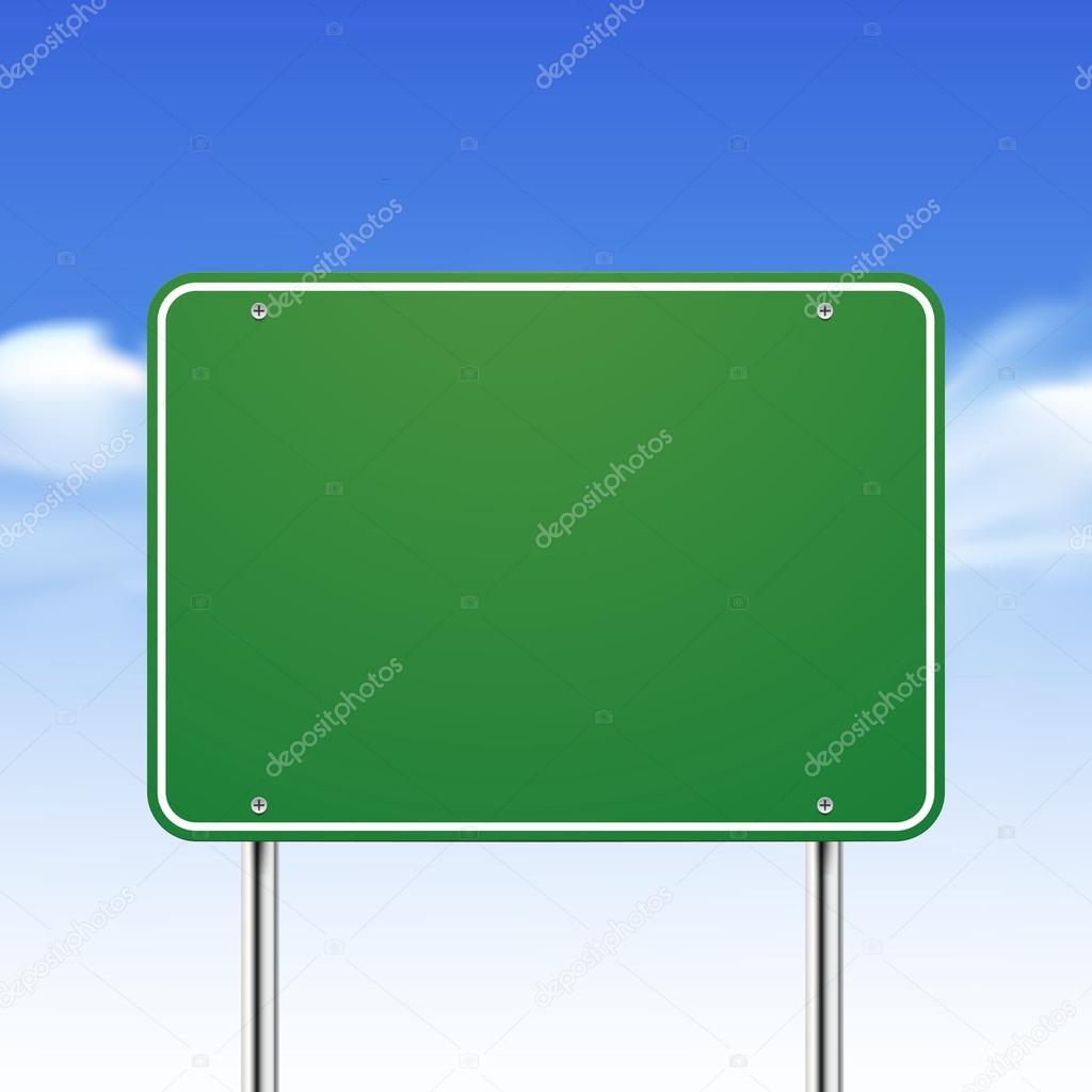blank green traffic road sign