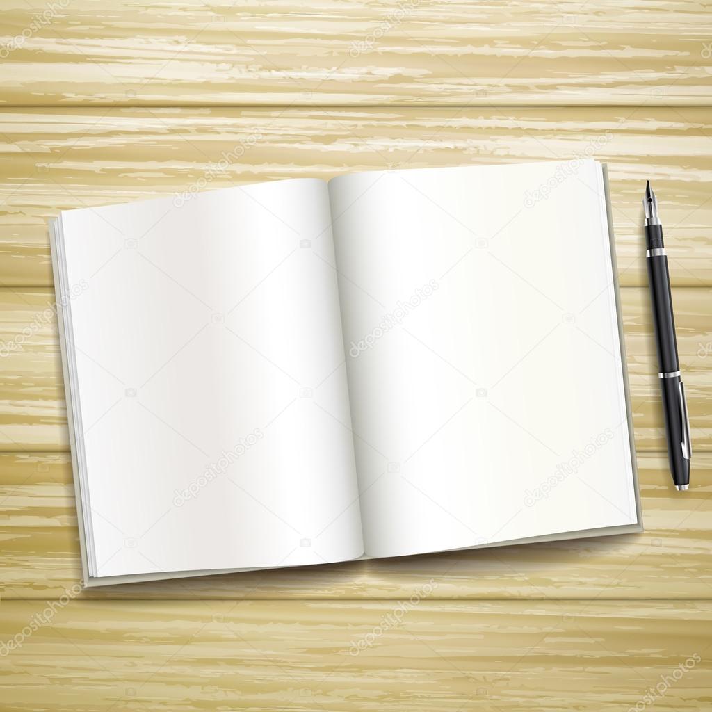 Livre Ouvert Vierge Sur Bureau En Bois Image Vectorielle Par Kchungtw C Illustration