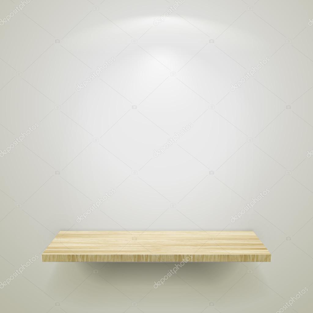 empty wooden shelf for exhibit