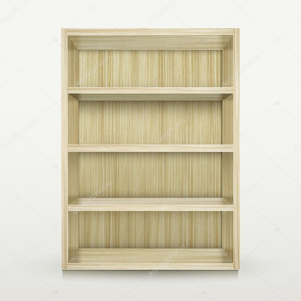 Blank wooden bookshelf isolated on white Stock Vector by ©kchungtw 53581183, image size:1024x1024