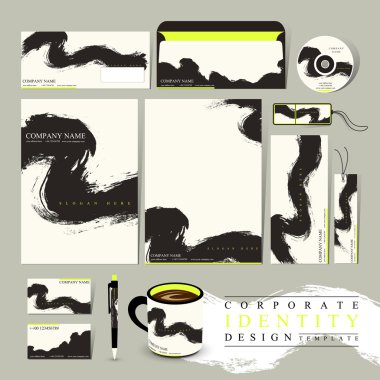 Chinese calligraphy style corporate identity set clipart