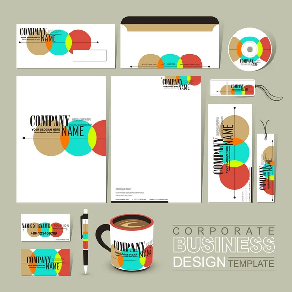 Colorful circle background corporate identity set — Stock Vector