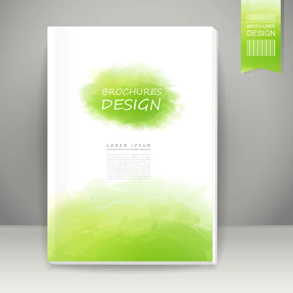 Disegno brochure in stile acquerello in verde — Vettoriale Stock