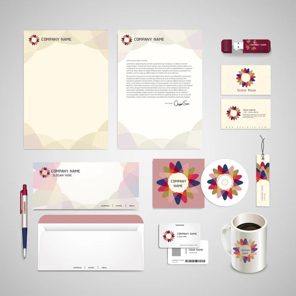 Abstraktní květina symbol pozadí corporate identity set — Stockový vektor