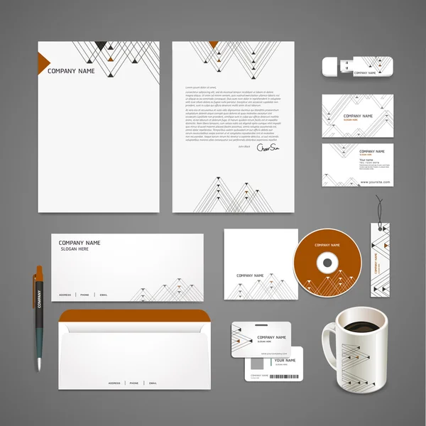 Moderno triangolo modello sfondo corporate identity set — Vettoriale Stock